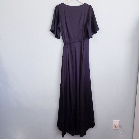 Baltic Born Vara Black Satin Maxi Wrap Dress - Picture 5 of 5